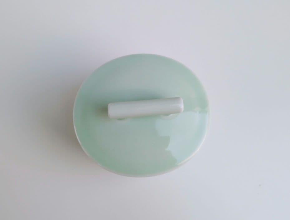 2/14限定価格✩希少　廃盤品　深川製磁　青磁梅小紋 蓋物