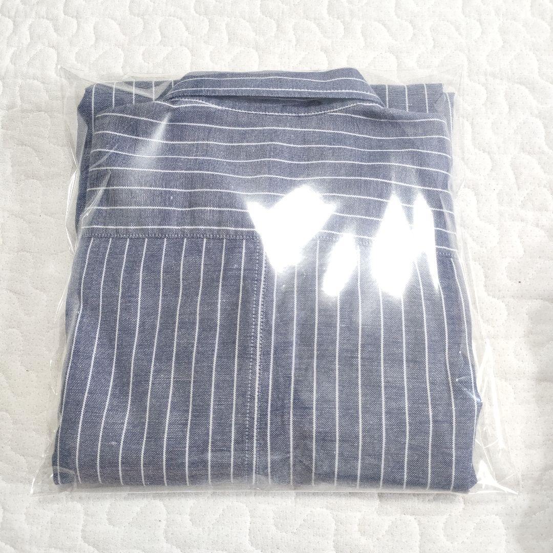 未使用品✨フランク＆アイリーン　LUKE　リネン＆コットン　ストライプ　ブルー系