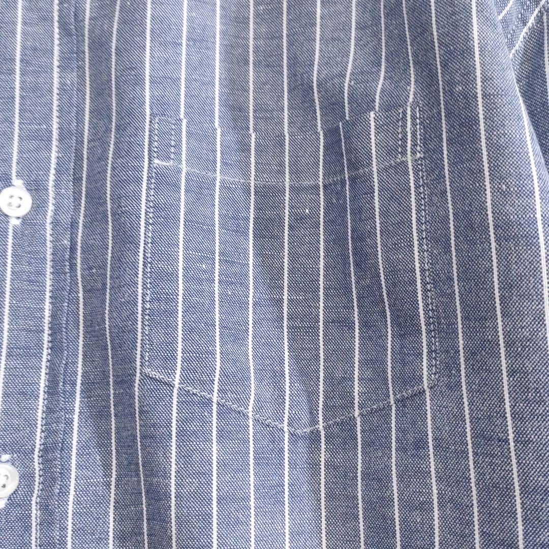 未使用品✨フランク＆アイリーン　LUKE　リネン＆コットン　ストライプ　ブルー系