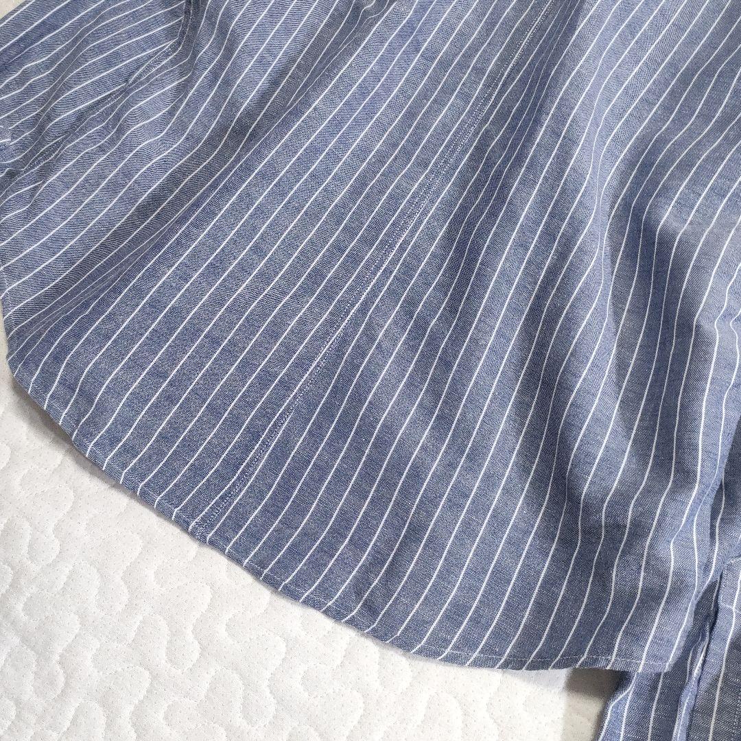 未使用品✨フランク＆アイリーン　LUKE　リネン＆コットン　ストライプ　ブルー系