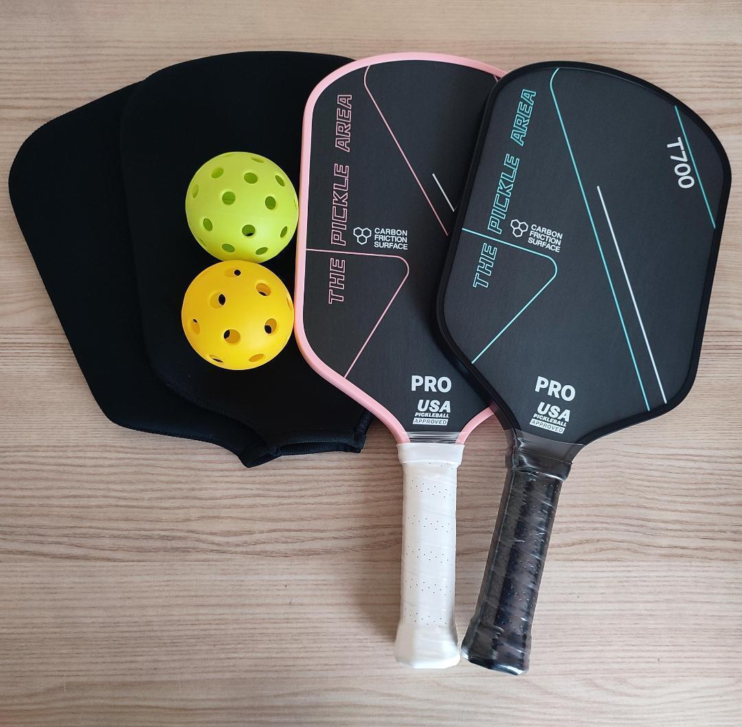 2個セット ピックルボール パドル T700生カーボンファイバー 青 ピンク
