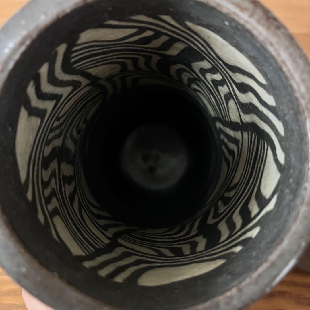 水野双鶴　水野達蔵　練込　花瓶　陶芸品