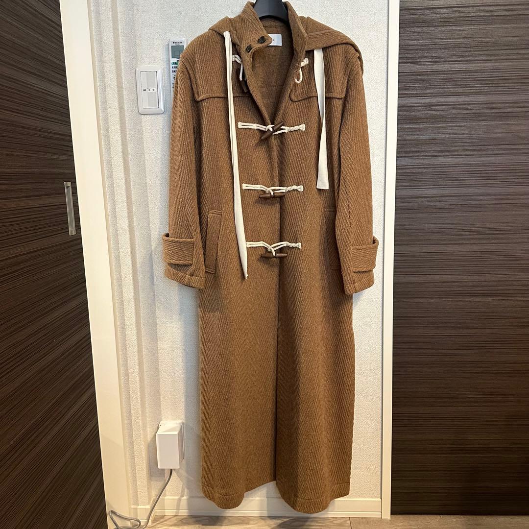 エトレトウキョウ　ブラウン ダッフルコート フード付き　ロング　ヘリンボーン