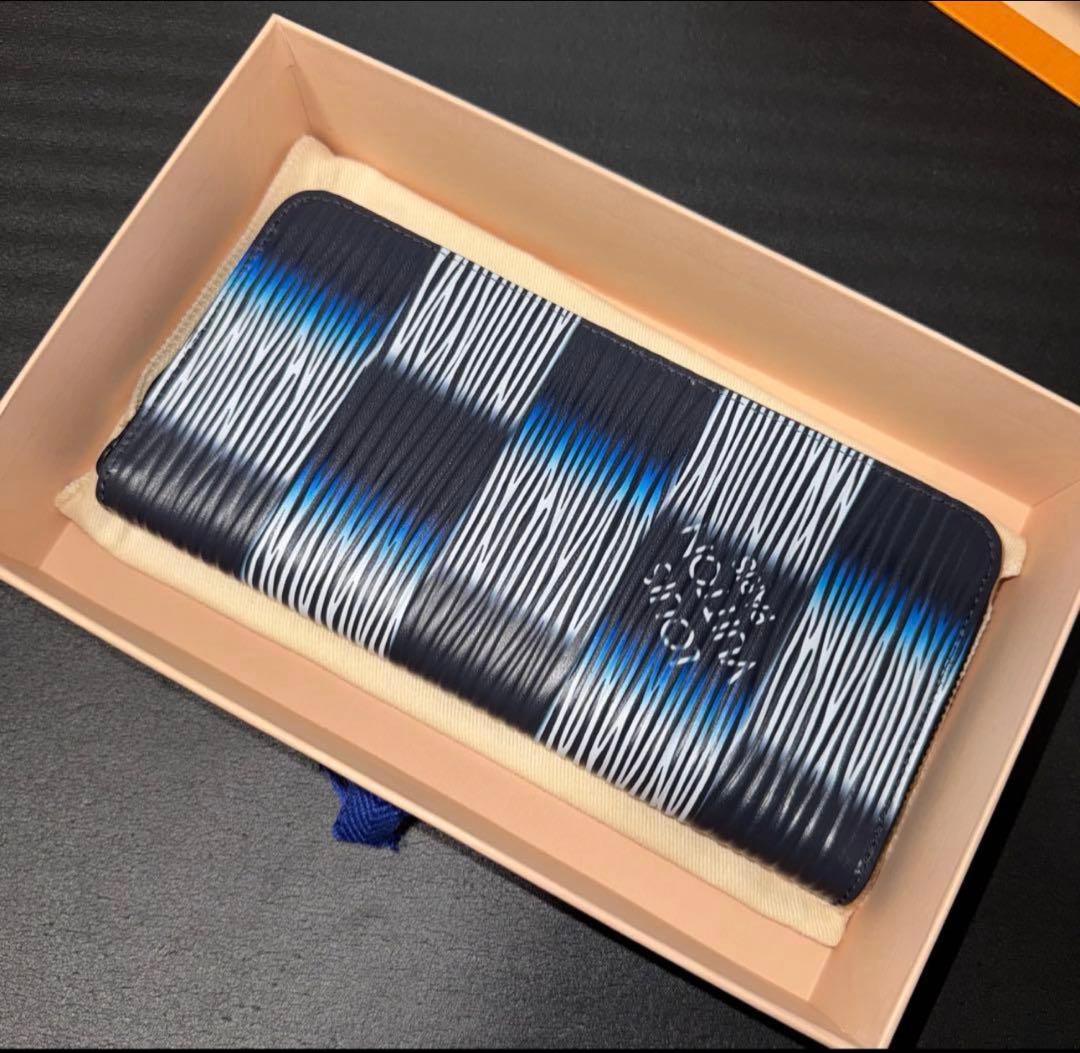 【真一】ヴィトン ダミエ ラッシュ ヴェルティカル ブルー エピ XL