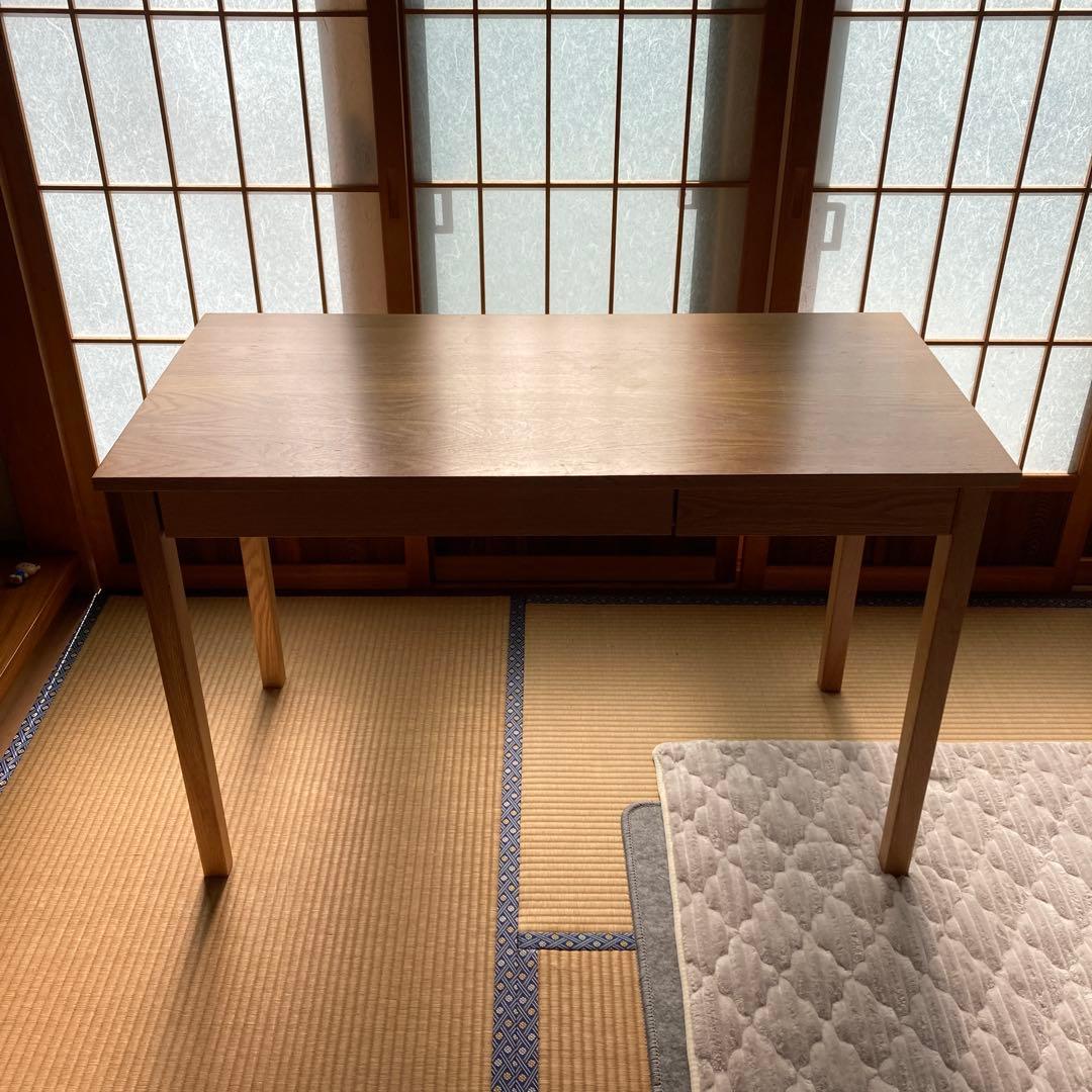 無印良品　無垢材デスク　テーブル　机　木製　オーク材　引き出し付き