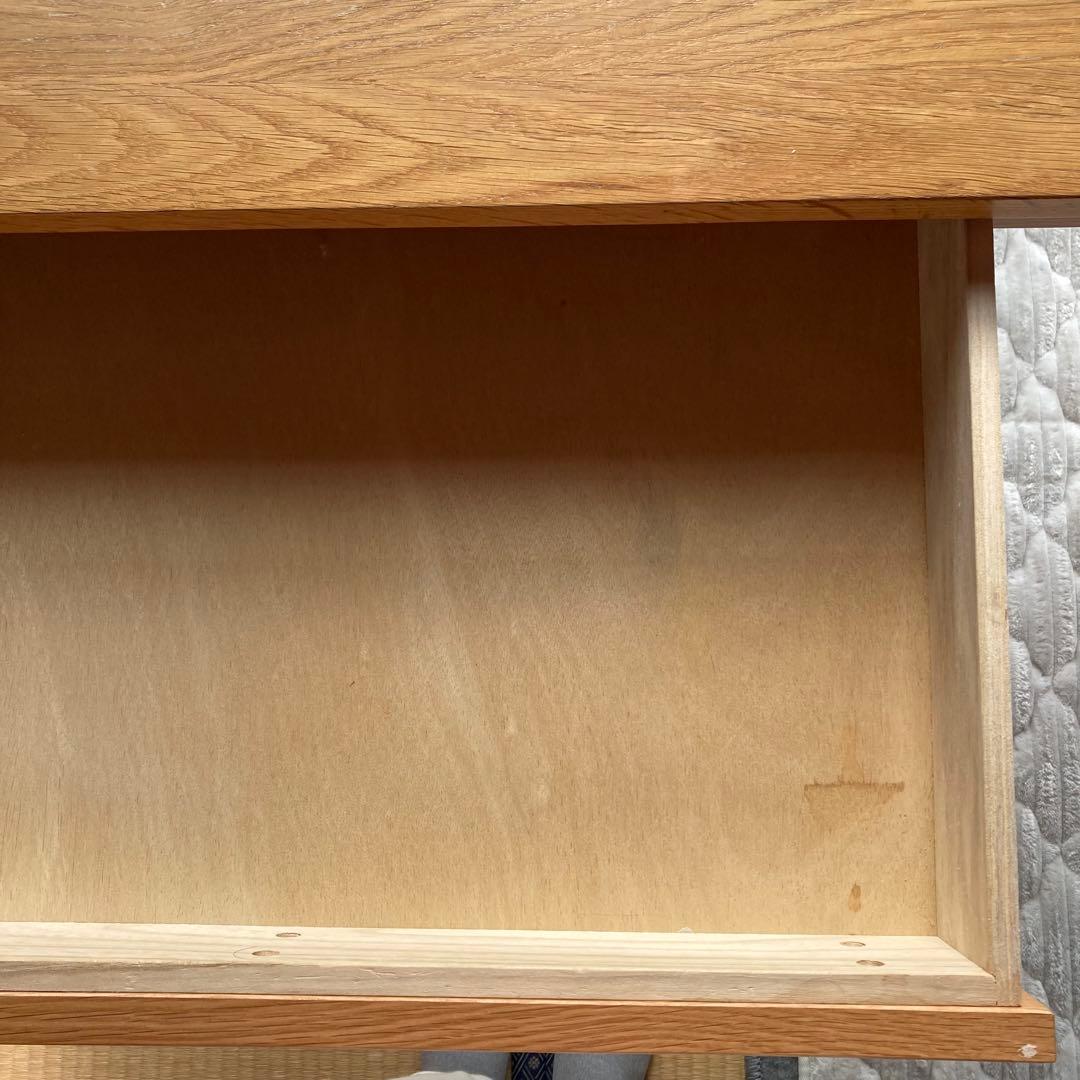 無印良品　無垢材デスク　テーブル　机　木製　オーク材　引き出し付き