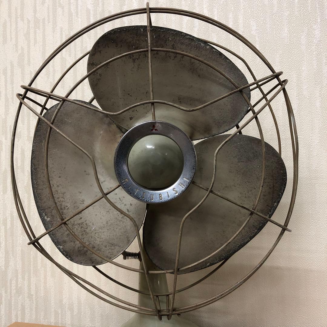 完動品 昭和レトロ 三菱 鉄羽根 3枚羽根 扇風機 羽根径30cm アンティーク