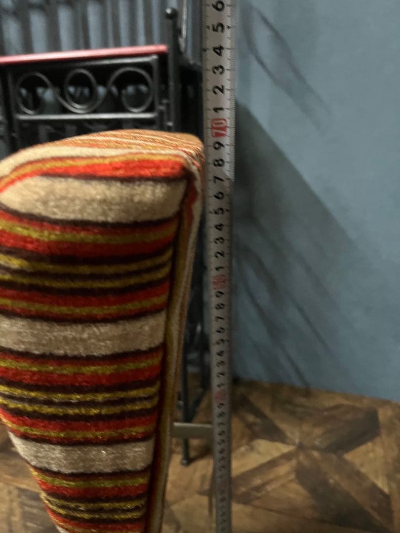 折りたたみ 座椅子 ストライプ 昭和レトロ 当時物 インテリア ビンテージ