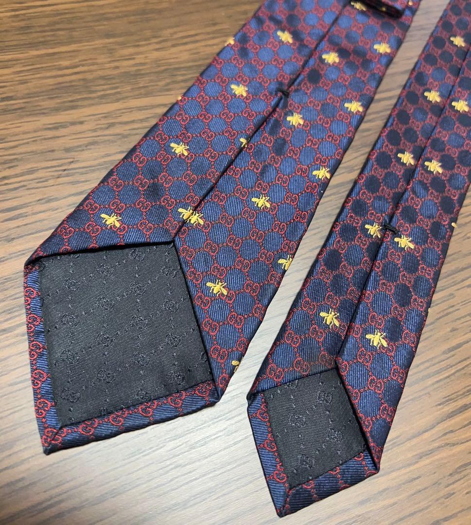 極美品 GUCCI ネクタイ GG柄 ビー総柄 ジャガード