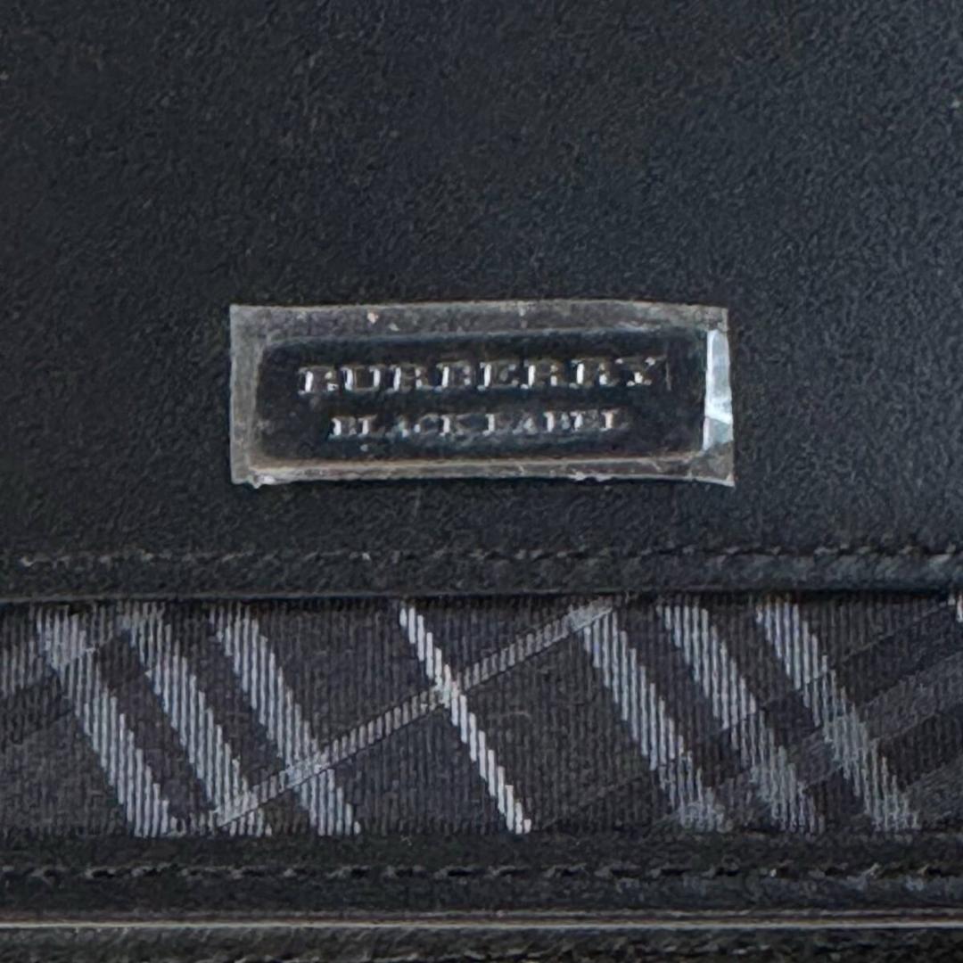 新品 バーバリーブラックレーベル ケース ミニ財布 本革コンパクトメンズ黒