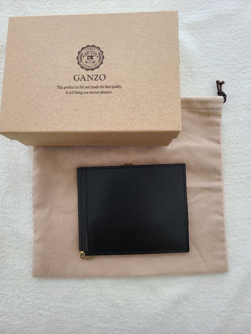 中古美品 GANZOシンブライドル マネークリップ ブラック