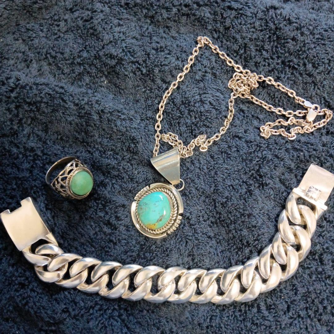 ターコイズ シルバー ジュエリー３点セット 喜平 TAXCO インディアン