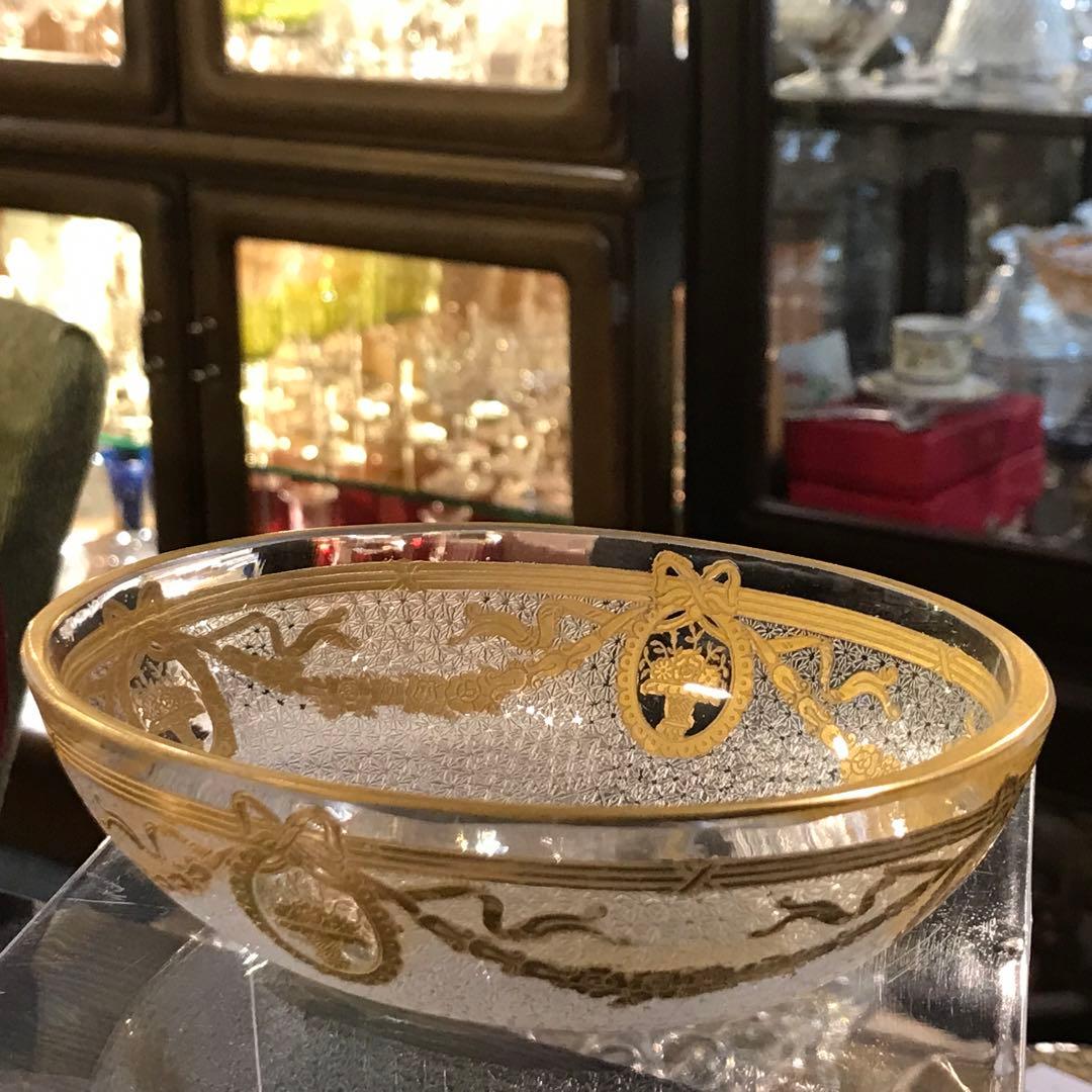 素敵な★オールドサンルイSt LouisサフォSaphoクリスタル石鹸入れ☆金彩