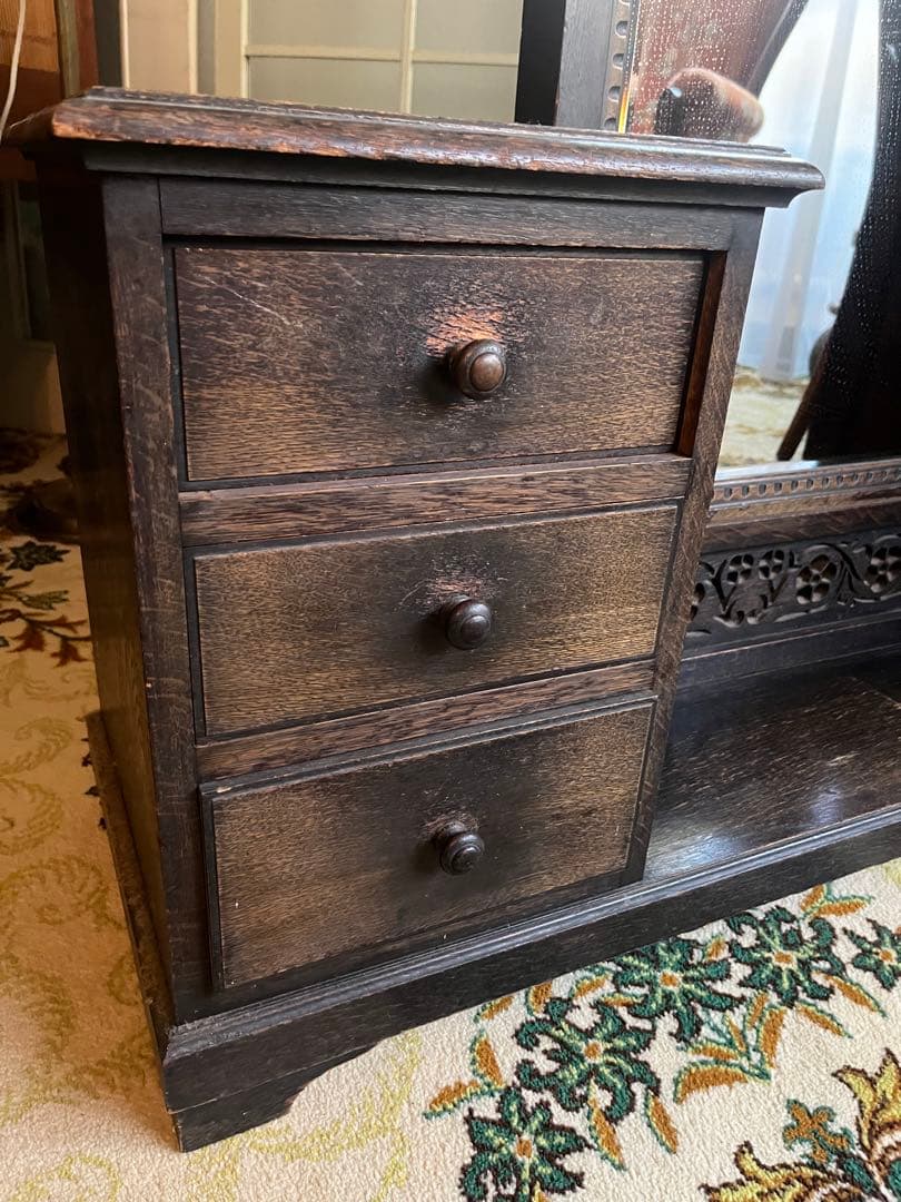 希少 大正 全身鏡 姿見 木彫り 彫刻 年代物 昭和レトロ アンティーク当時物