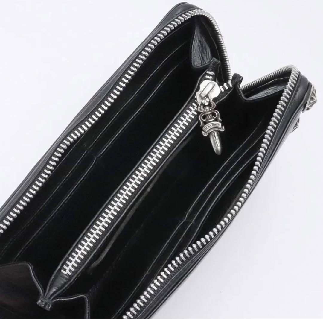 ゼロピラミッドスタッズコーナー ラウンドジップレザー財布　ウォレット