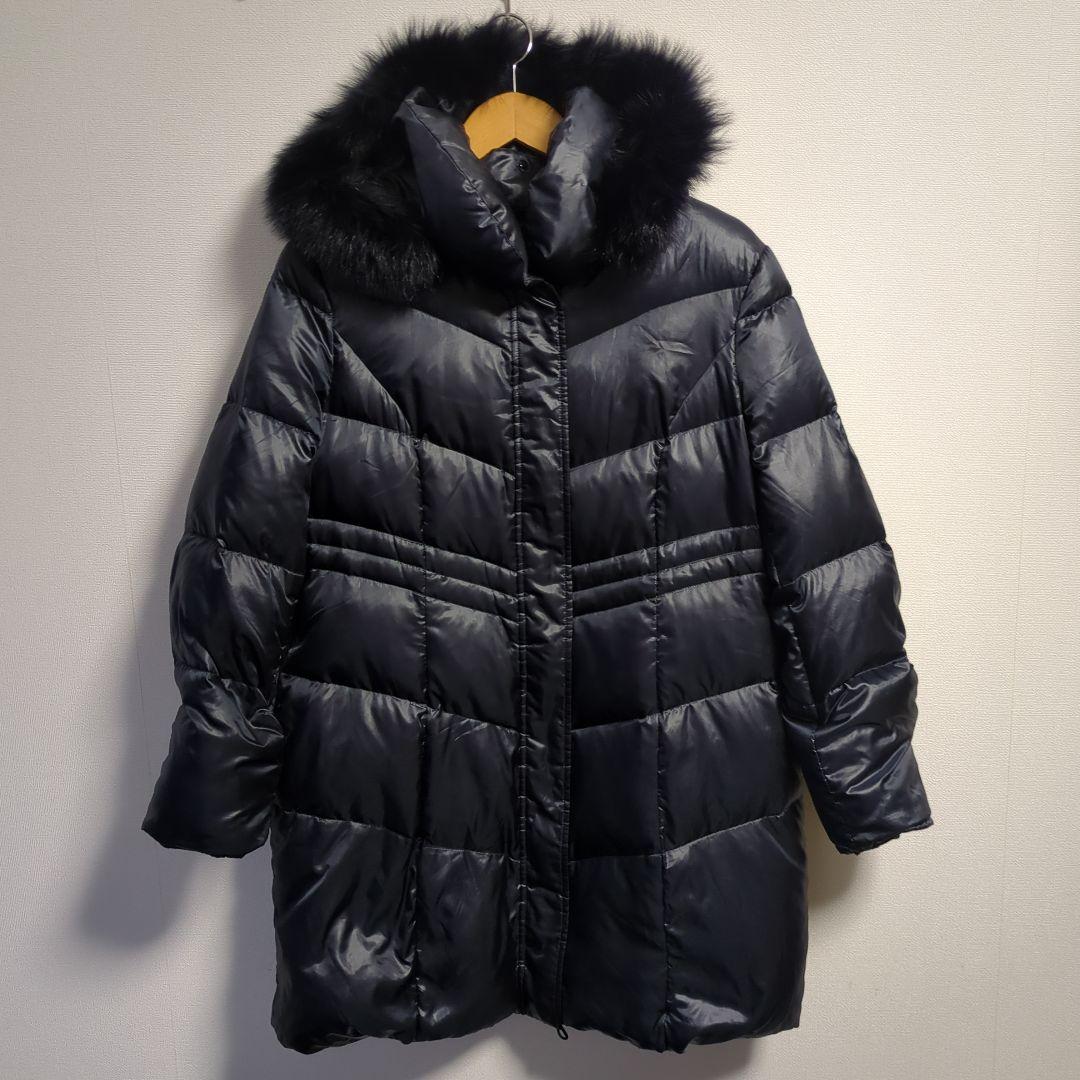 INDIVI ダウンコート　フード　 ブルーフォックス 大きいサイズ XL 42