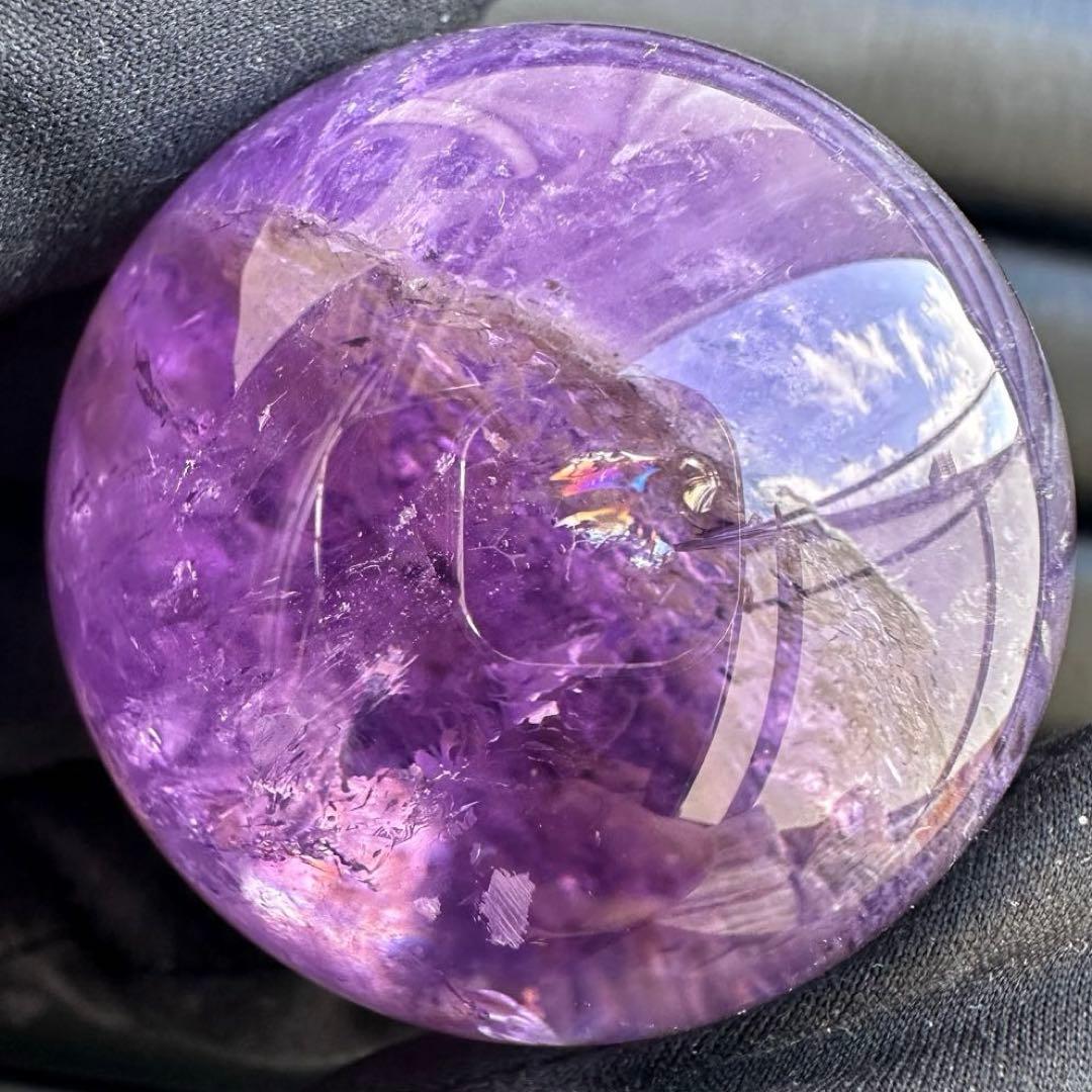 高品質❗️レインボー☆希少ガーデンクォーツ♡アメジスト丸玉スフィア天然石A1513