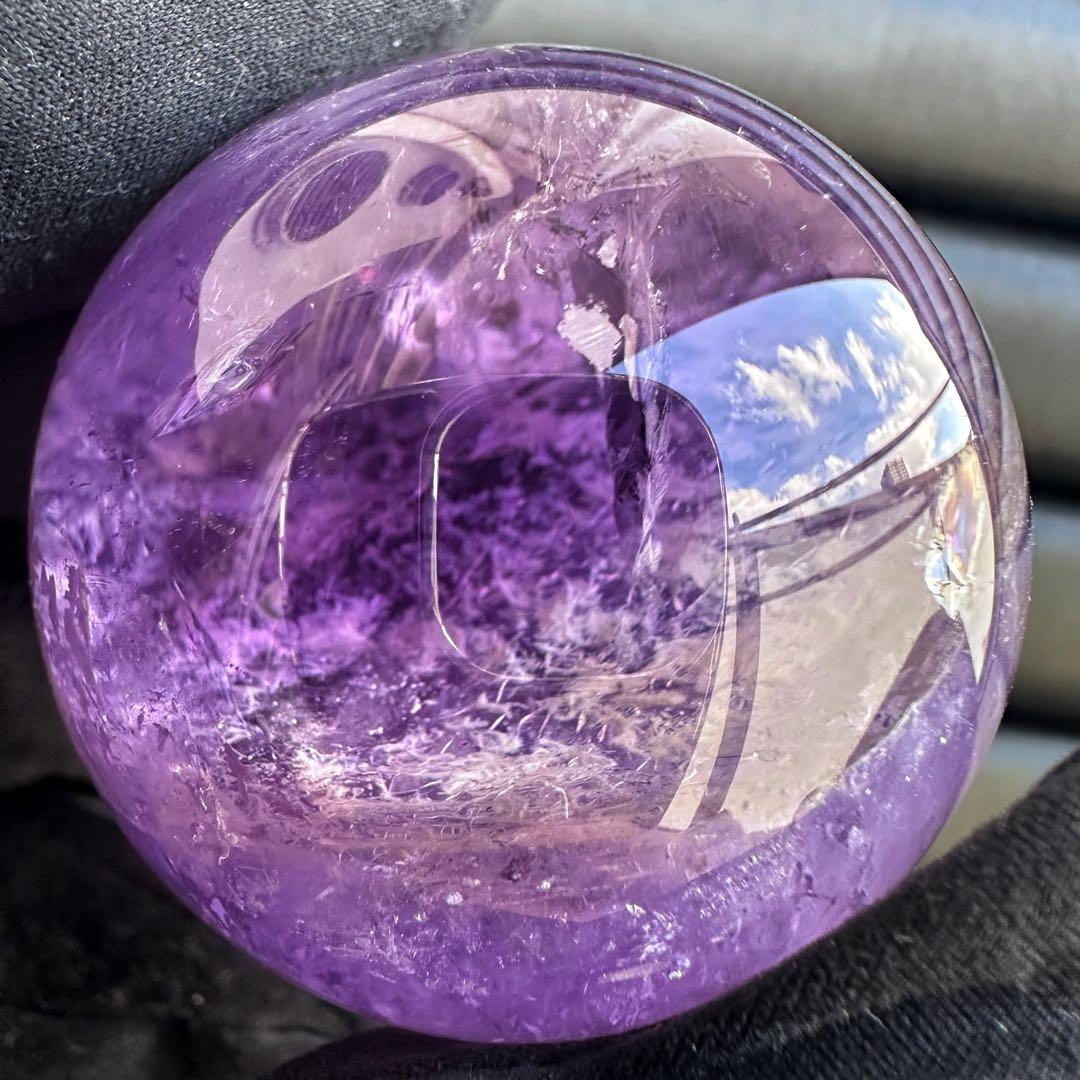高品質❗️レインボー☆希少ガーデンクォーツ♡アメジスト丸玉スフィア天然石A1513