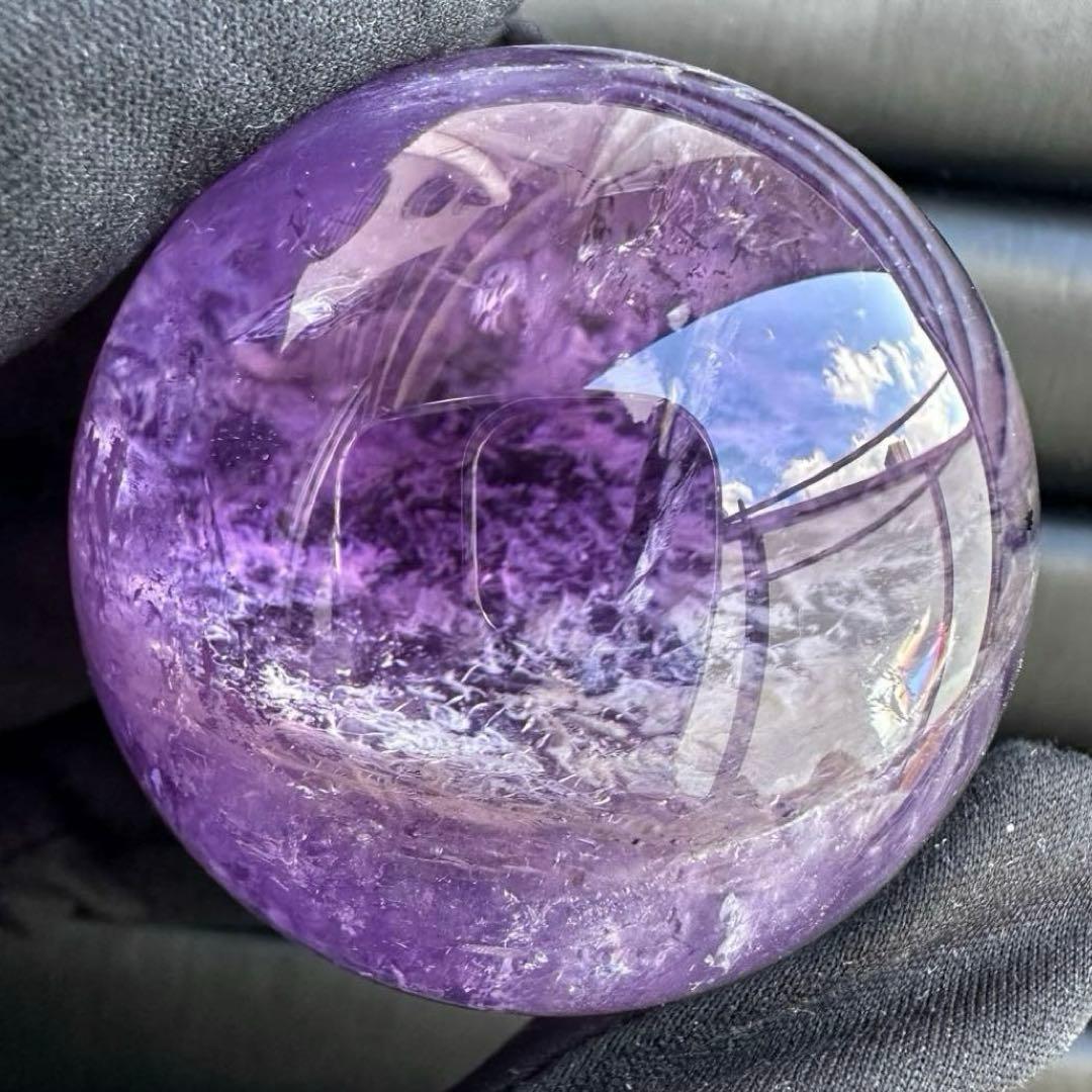 高品質❗️レインボー☆希少ガーデンクォーツ♡アメジスト丸玉スフィア天然石A1513