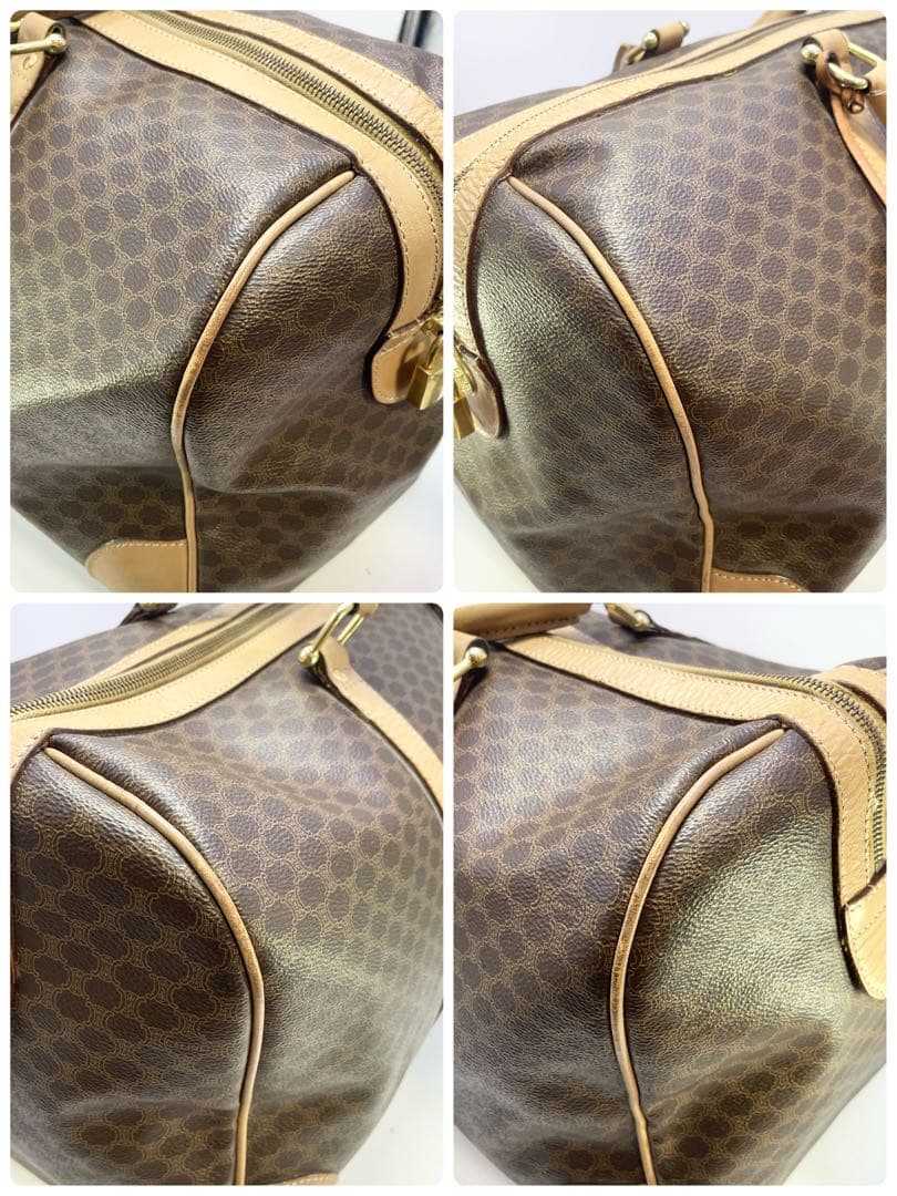 セリーヌ　ボストンバッグ　マカダム　ベージュ　ブラウン　大容量