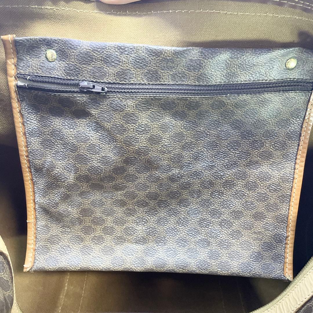 セリーヌ　ボストンバッグ　マカダム　ベージュ　ブラウン　大容量