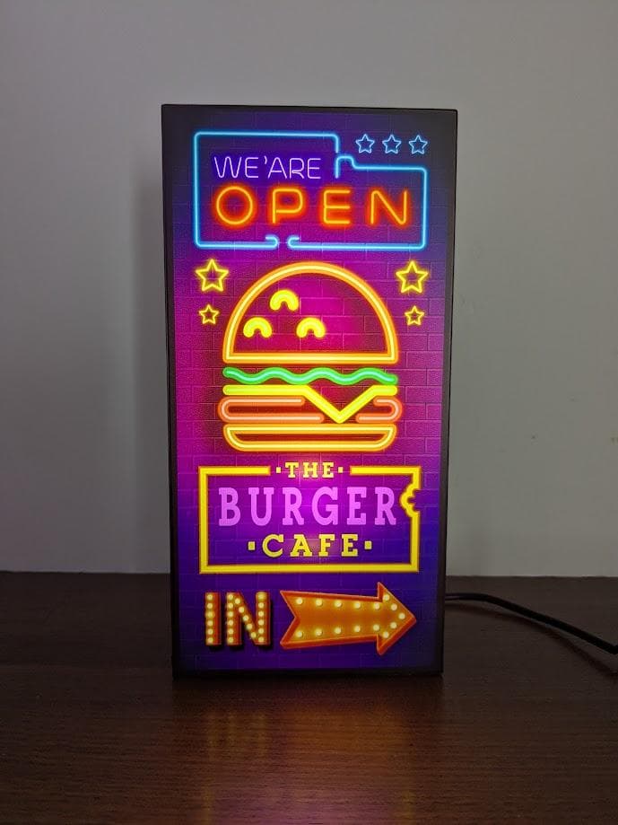 【Lサイズ】ハンバーガー カフェ オープン 照明 看板 置物 雑貨 ライトBOX