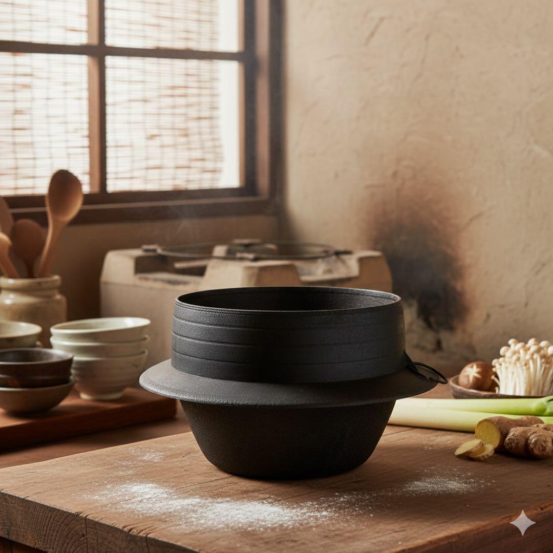 鉄製　羽釜　直径30㎝（ツバ40㎝）高さ25㎝