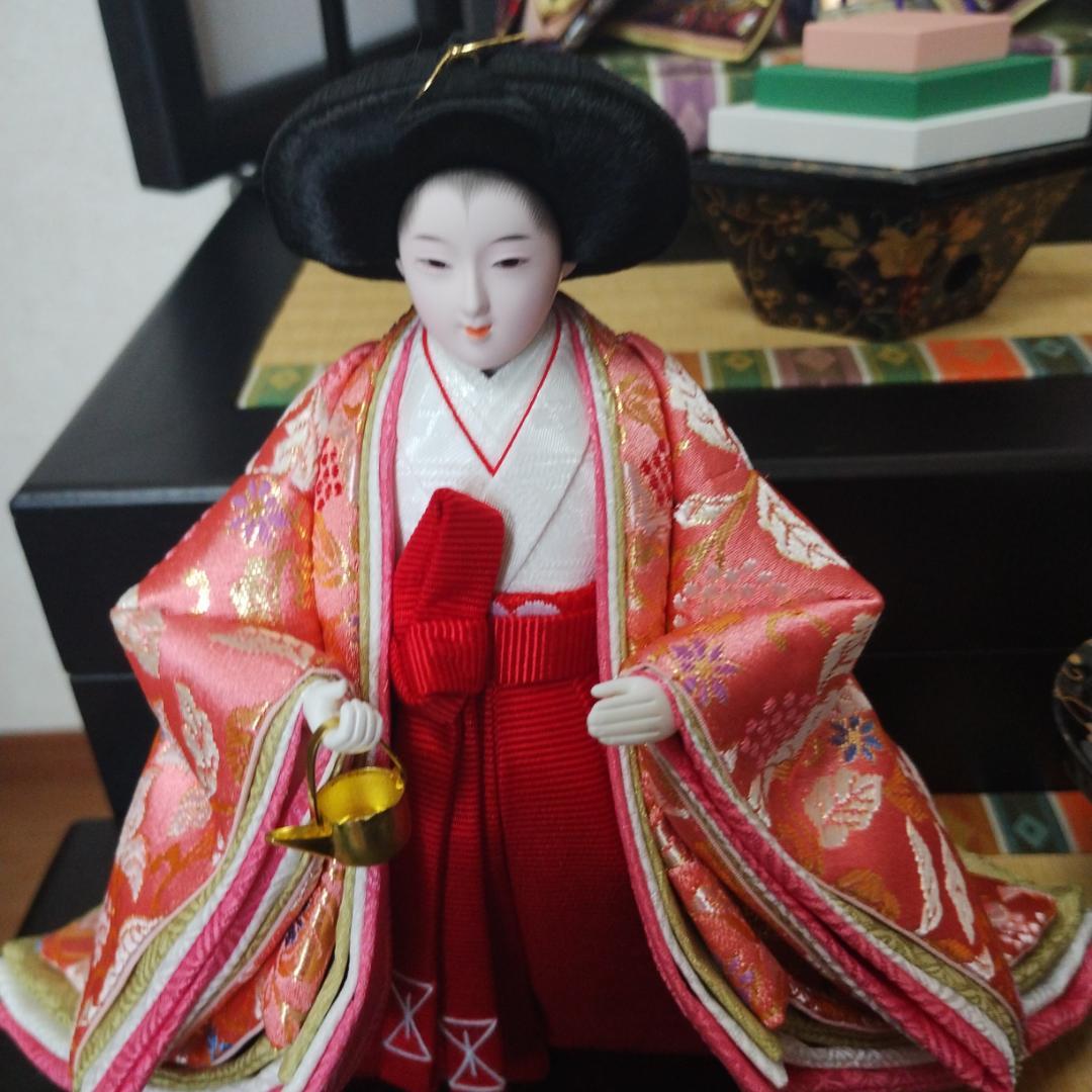 美品 吉徳大光 雛人形 ひな人形 五人飾り 三段飾り ライト付き