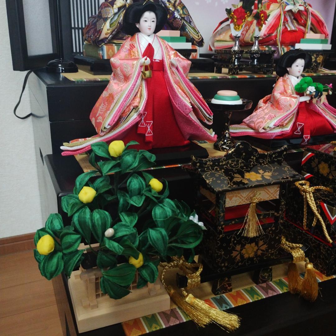 美品 吉徳大光 雛人形 ひな人形 五人飾り 三段飾り ライト付き