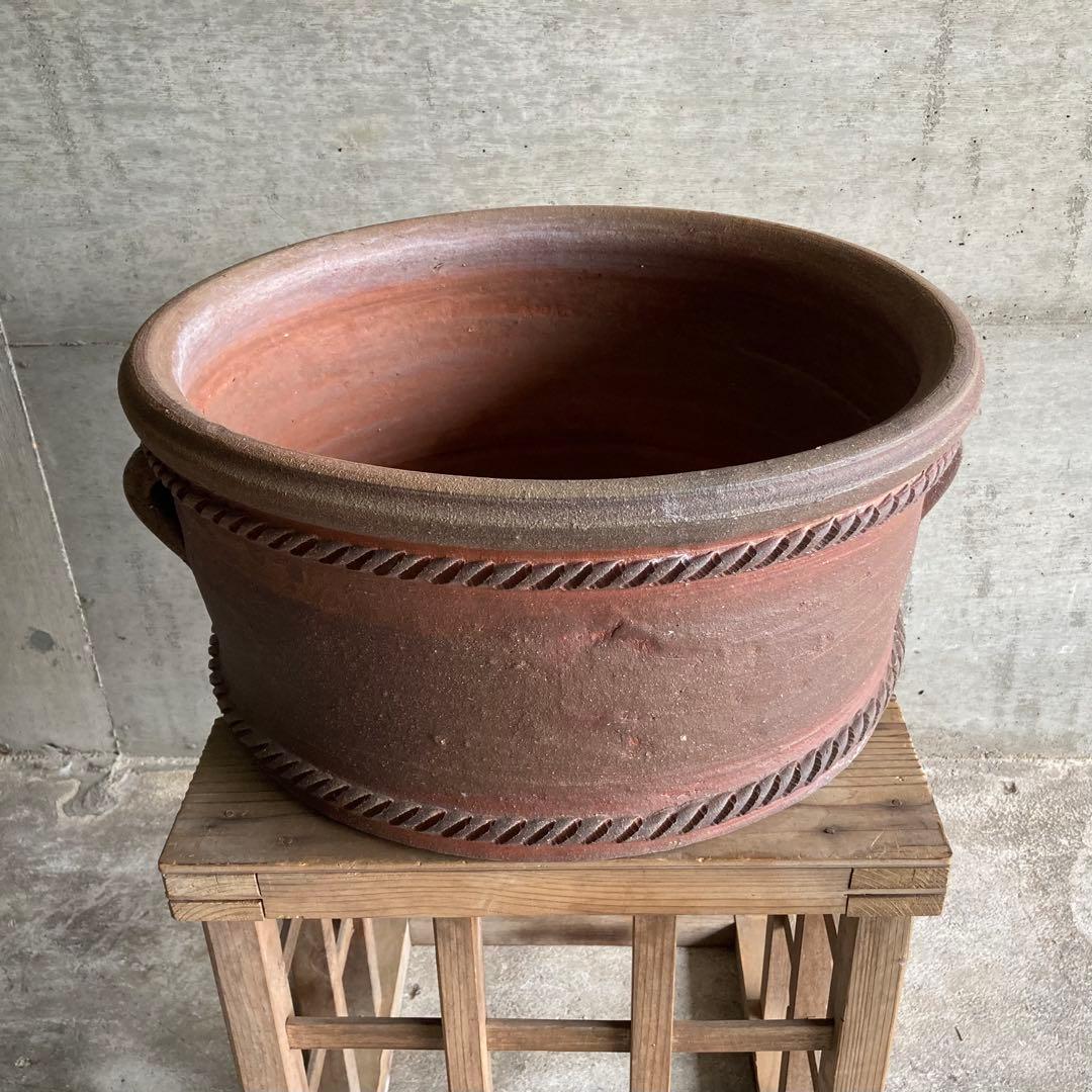 大きな鉢 プランター 大型 素焼き 陶器 丸 植物 盆栽 ガーデニング アジアン