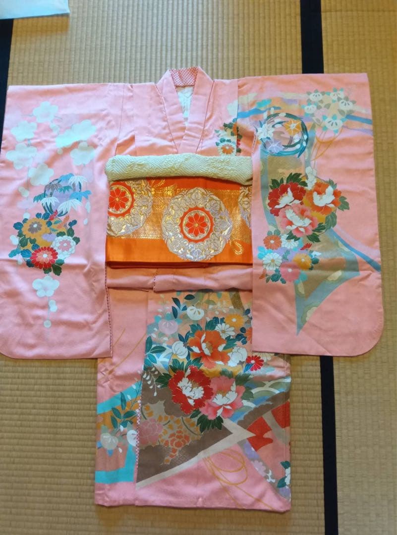 7歳 花柄 着物フルセット 七五三