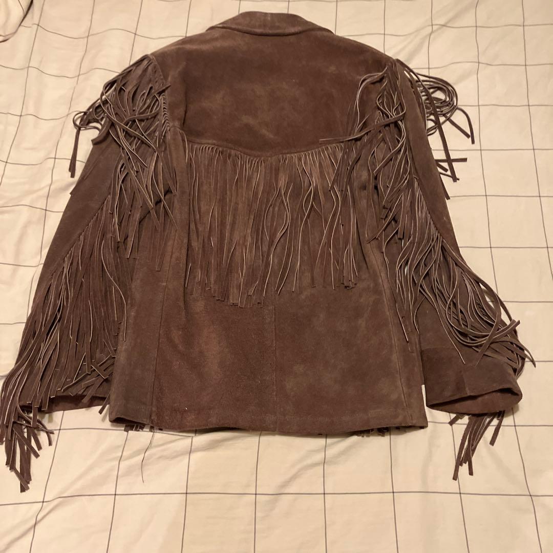 ショット スエード フリンジ ジャケット ブラウン 38