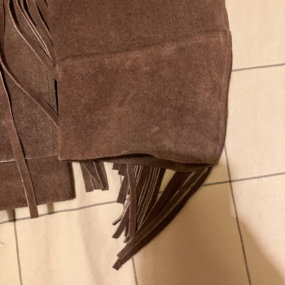 ショット スエード フリンジ ジャケット ブラウン 38
