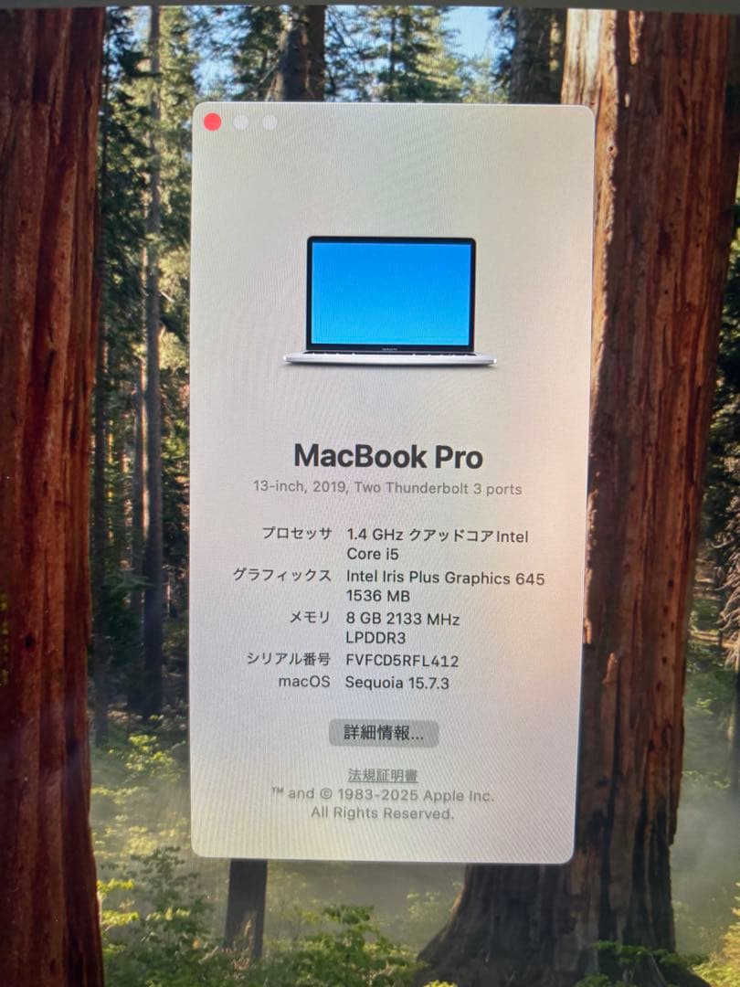 Apple MacBook Pro 13インチ シルバー　2020