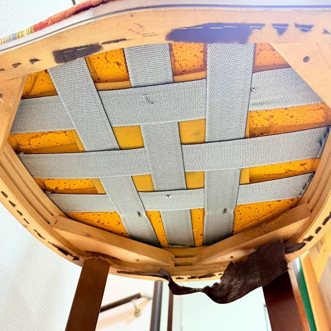 アンティーク調 猫脚 ダイニングチェア ダマスク柄 ストライプ 木製 椅子