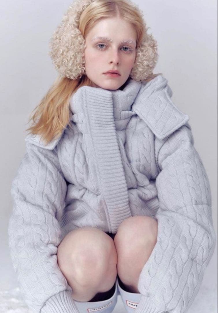 Shard Knit Down thetoe lightblueダウンジャケット