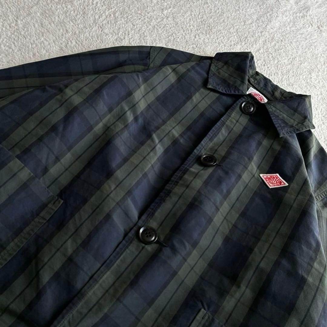 美品 ダントン レイビームス別注 ナイロンステンカラーコート ブラックウォッチ