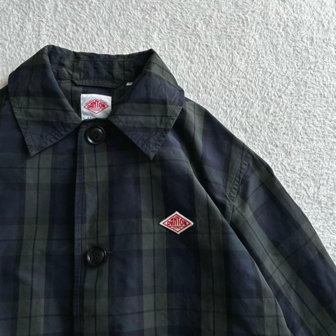 美品 ダントン レイビームス別注 ナイロンステンカラーコート ブラックウォッチ