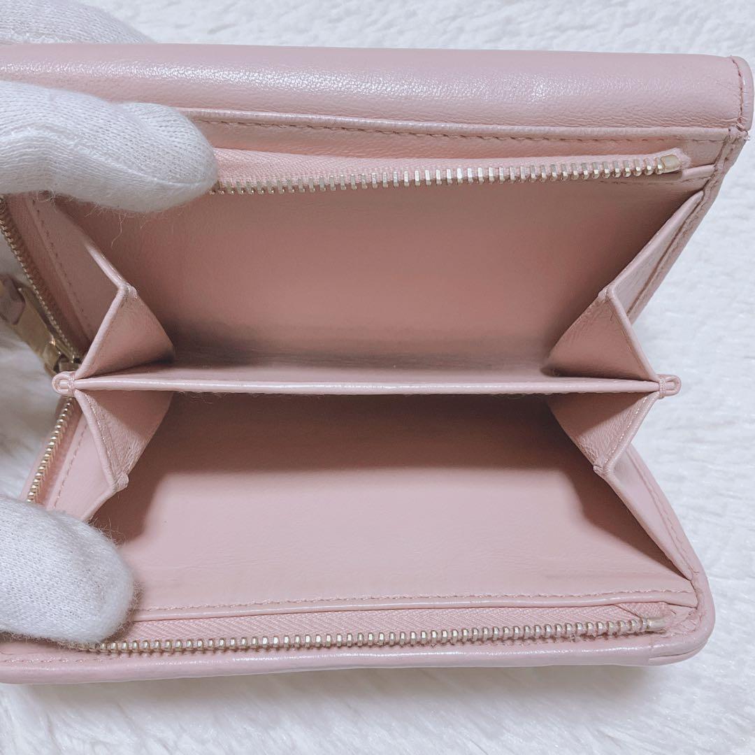 ♡美品♡MIU MIU マテラッセ 三つ折り財布 L字 ファスナー ピンク 金具