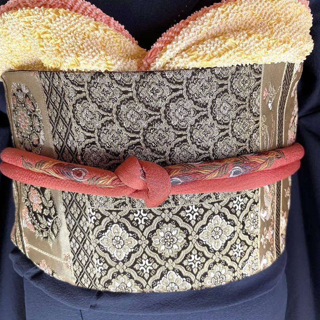 振袖フルセット　手染め色無地　成人式振袖　振袖　裄丈68 紺色　➕サイズ