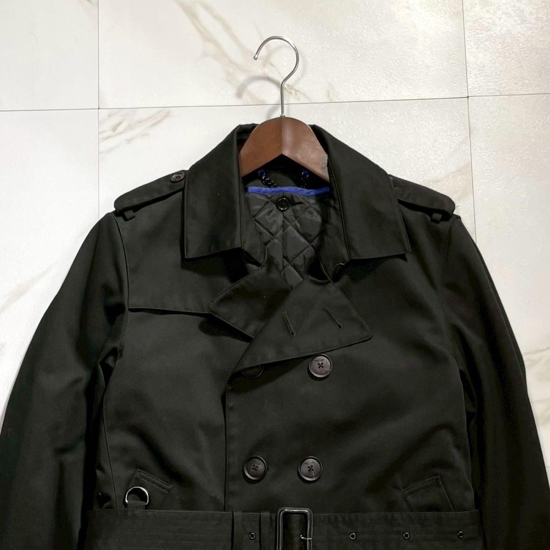 【美品】ポールスミス トレンチコート キルティング ライナー ストライプM 黒