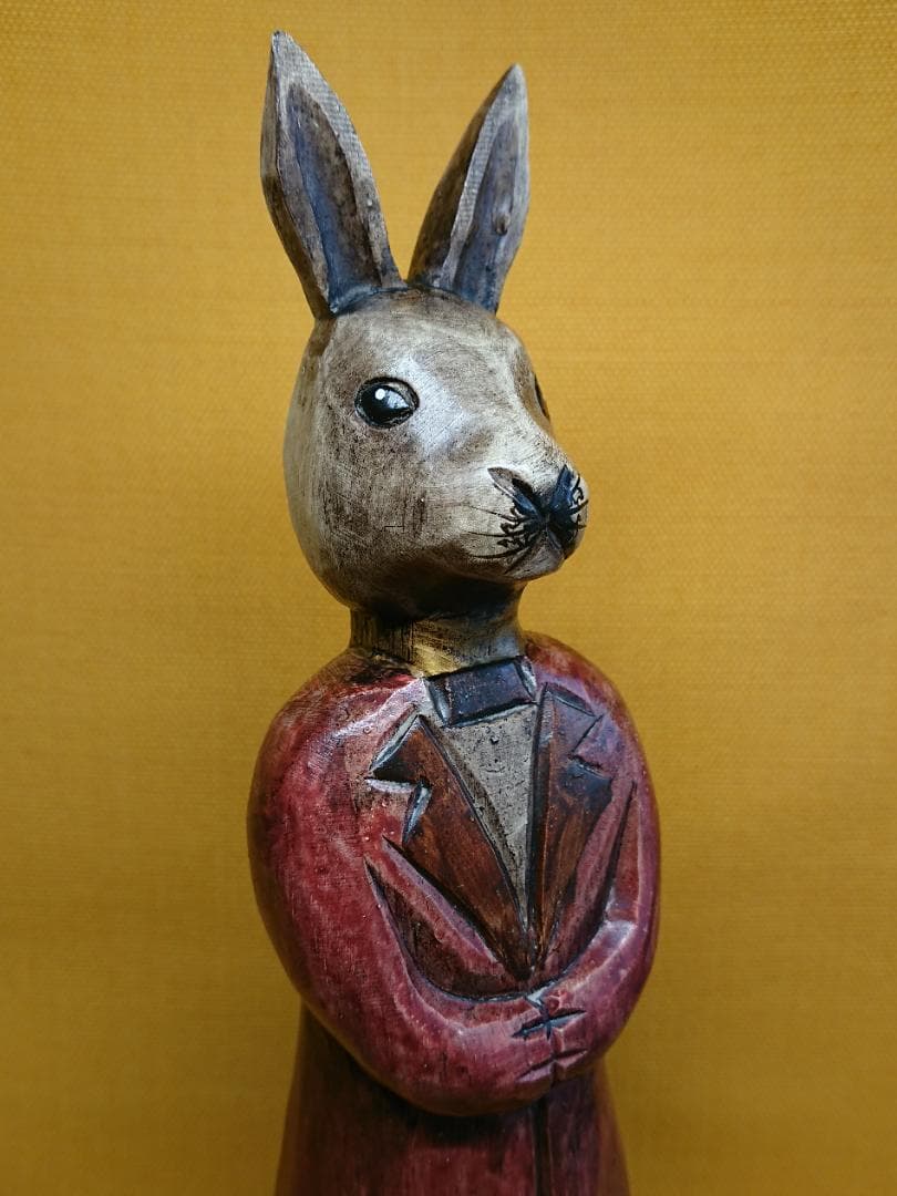 人形　ウサギ　オブジェ　置物　インテリア　工芸品　美術品　A2754