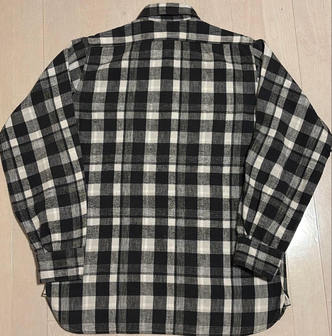 50s BRENT ネルシャツ　オンブレ　白黒　flannel shirt