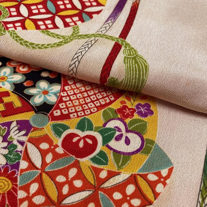 601ag22◎七五三 七歳 女児 アンティーク着物&丸帯 レトロ 古典柄◎