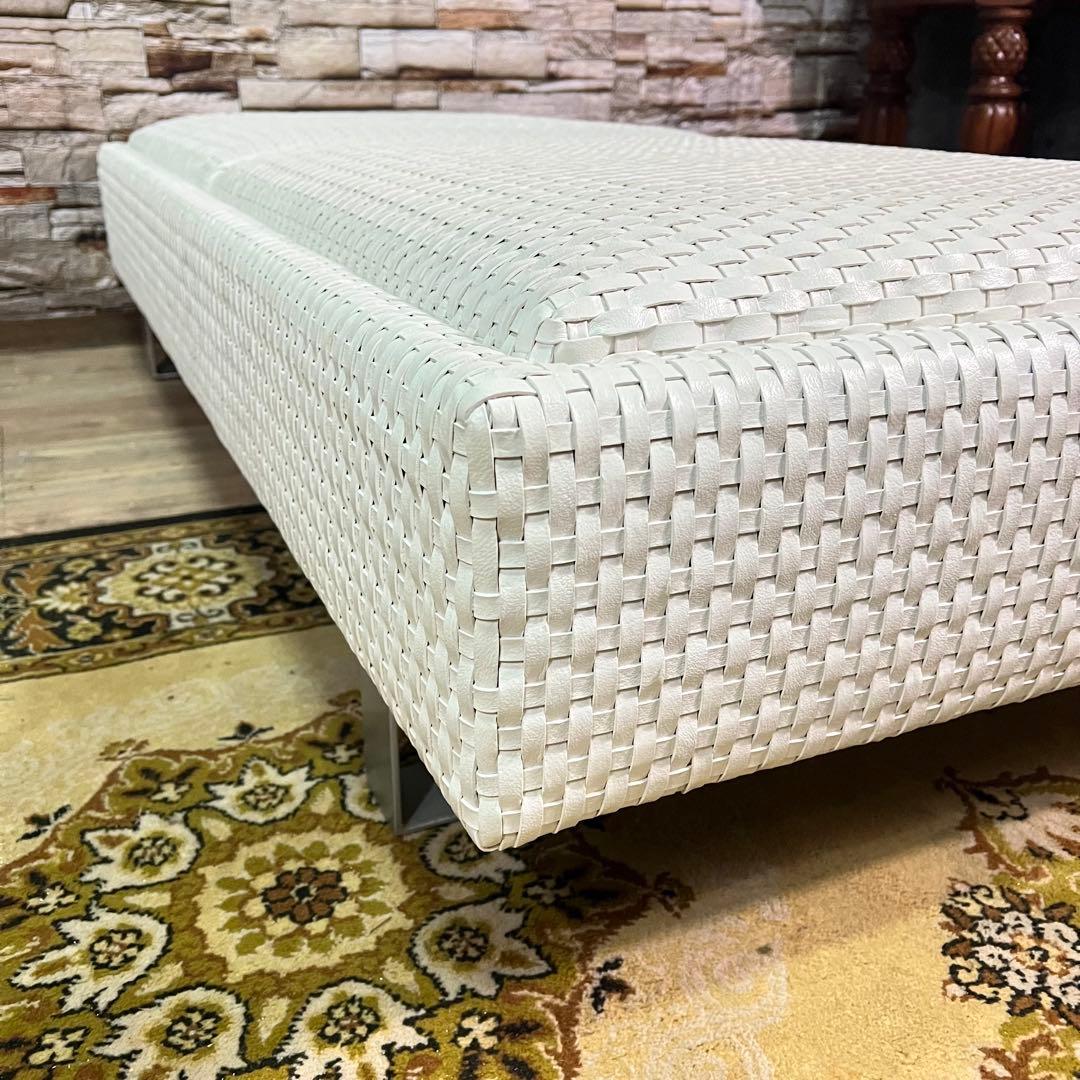 ꧁ROCKSTONE꧂ 楽風庵 ベンチ 岩倉榮利 2人掛け 牛革レザー ホワイト