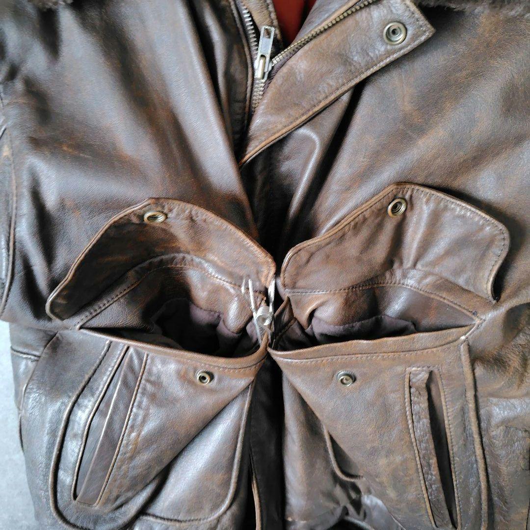 美品★フライト レザー ジャケット G-1 A-2 2-B ブラウン 本革 ボア