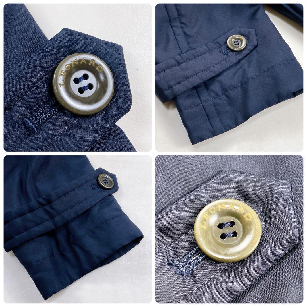 美品 シルク100 リボン 宝石 総柄 トレンチコート レオナール