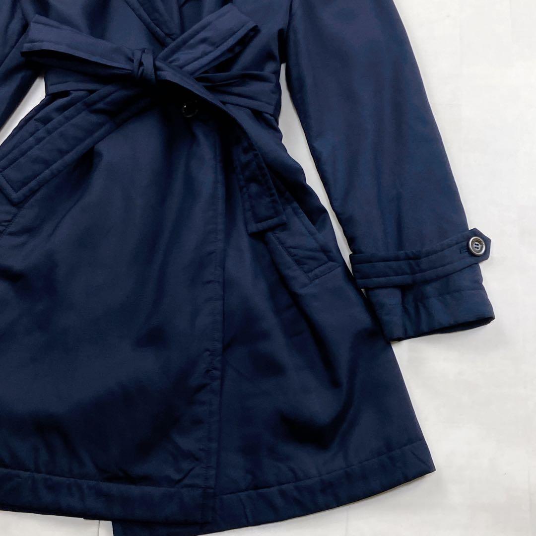 美品 シルク100 リボン 宝石 総柄 トレンチコート レオナール