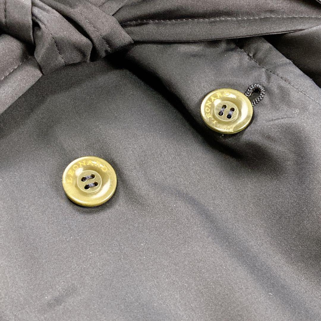 美品 シルク100 リボン 宝石 総柄 トレンチコート レオナール