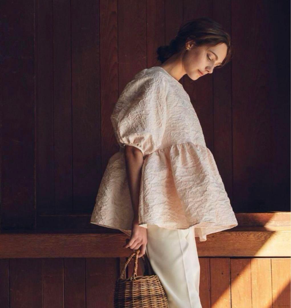 【即日発送】OHGAフラワーブラウス ジャガードトップス ピンク